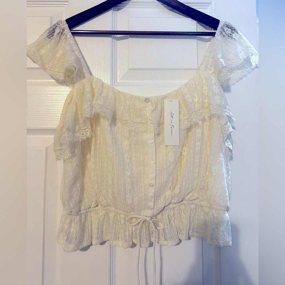 All in Favor Ivory Lace Top